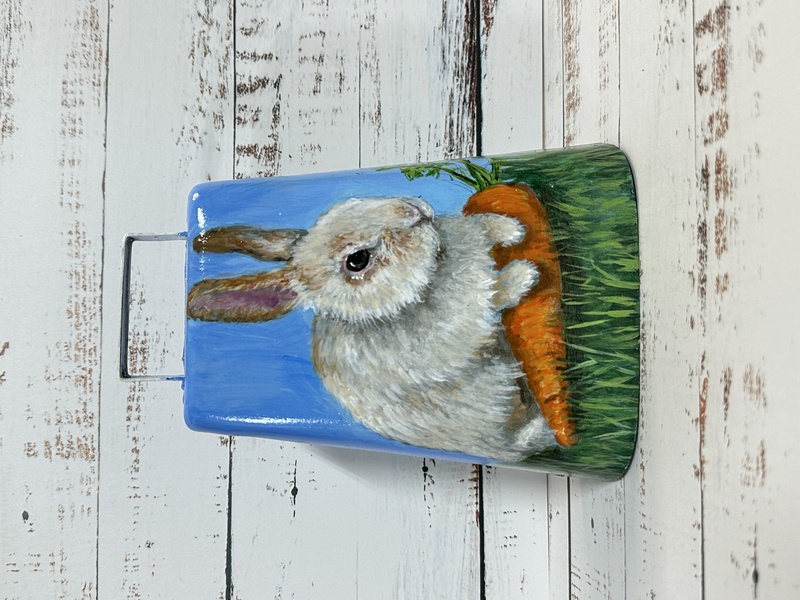 COWBELL 208 - handpainted cowbell - BUNNY