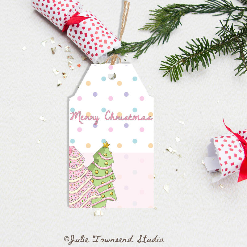 Gift Tags - Christmas Tree Cakes - set of 8 handmade gift tags