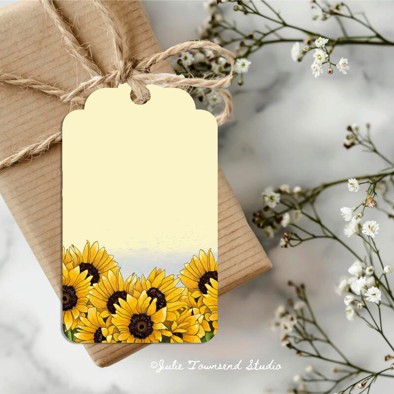 Gift Tags - Sunflowers - set of 8 handmade gift tags