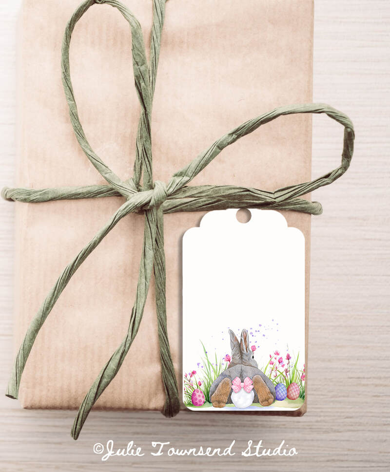 Gift Tags - Easter Bunny 1 - set of 8 handmade gift tags