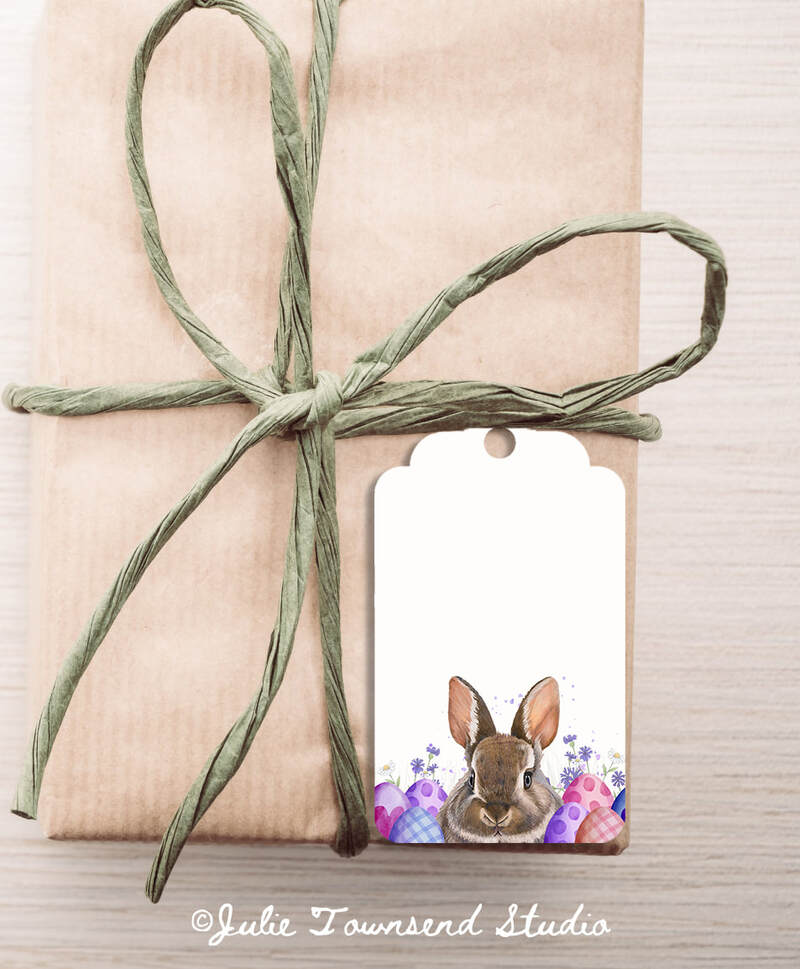 Gift Tags - Easter Bunny 2 - set of 8 handmade gift tags