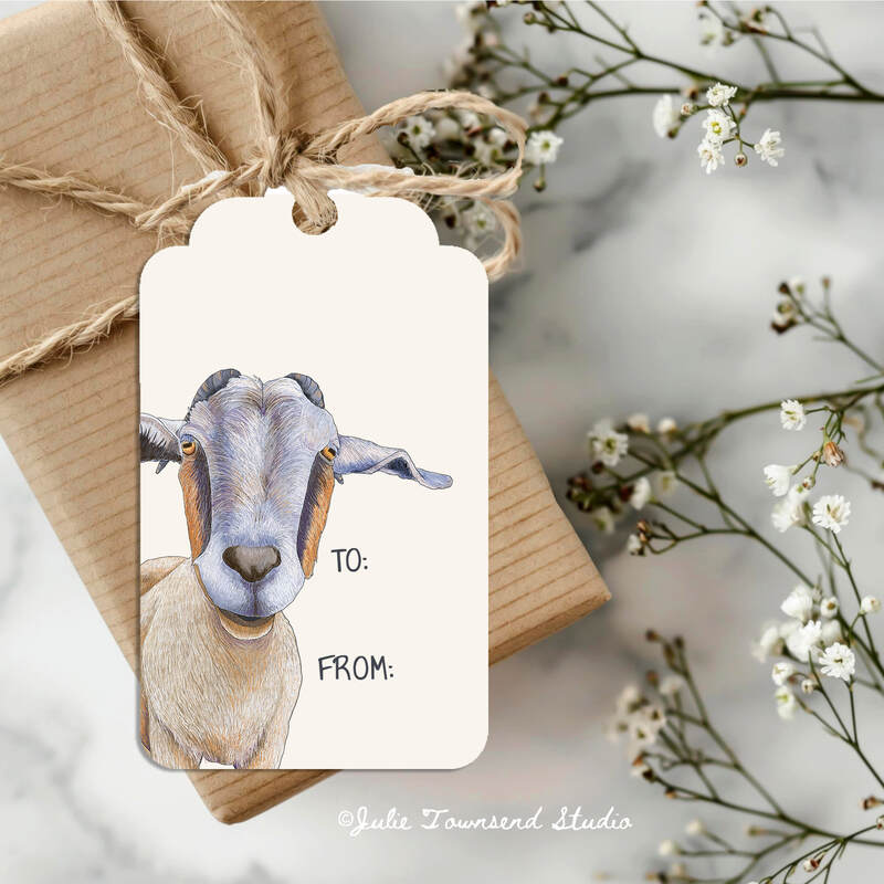 Gift Tags - Cute Goat Tags -  set of 8 handmade gift tags
